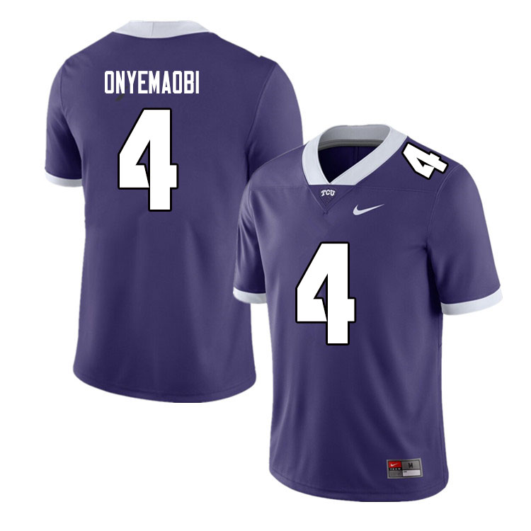 Men #4 Michael Onyemaobi TCU Horned Frogs College Football Jerseys Sale-Purple